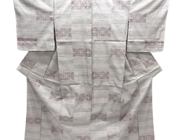 横段に華紋織り出し本場泥大島紬着物(7マルキ)